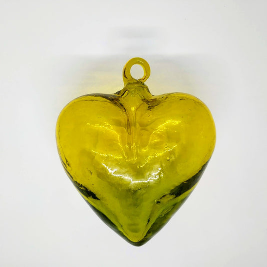 Corazon de Vidrio Soplado Amarillo L