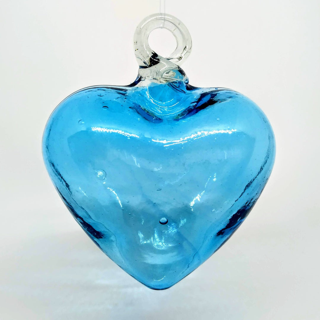 Corazon de Vidrio Soplado Azul