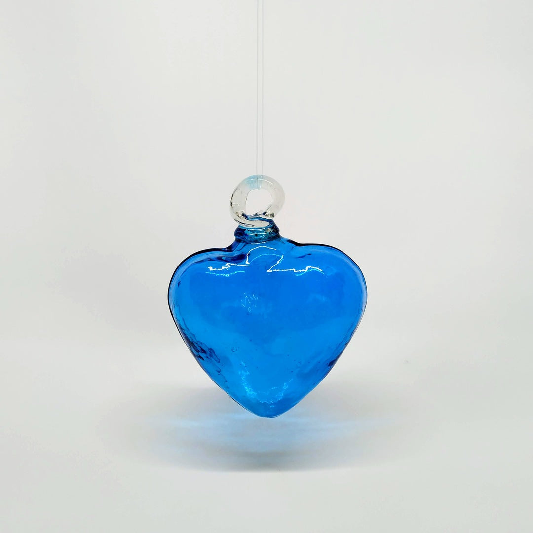Corazon de Vidrio Soplado Azul