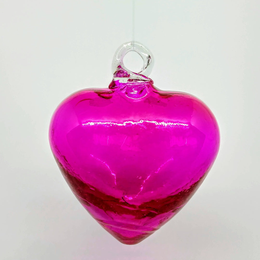 Corazon de Vidrio Soplado Fucsia