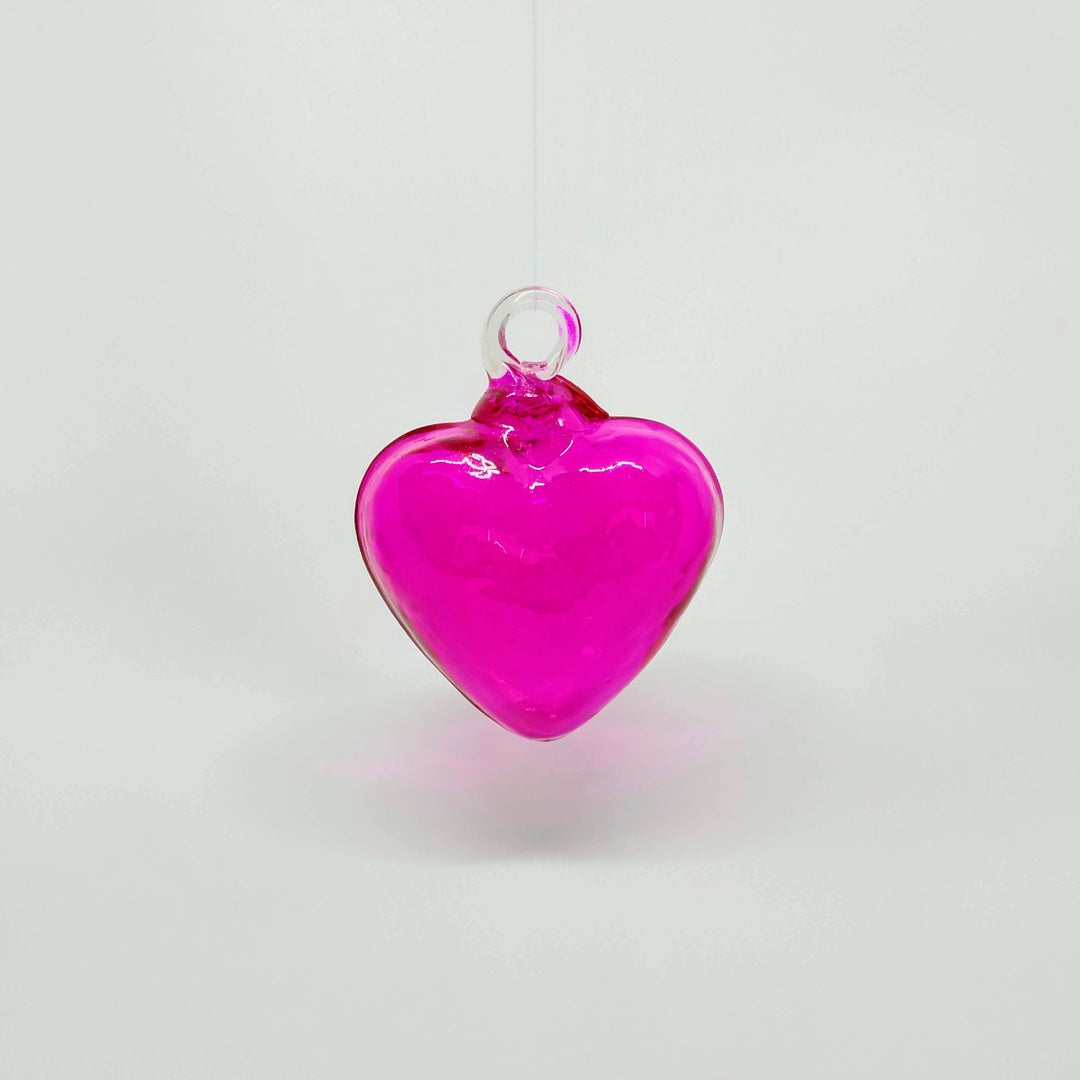 Corazon de Vidrio Soplado Fucsia