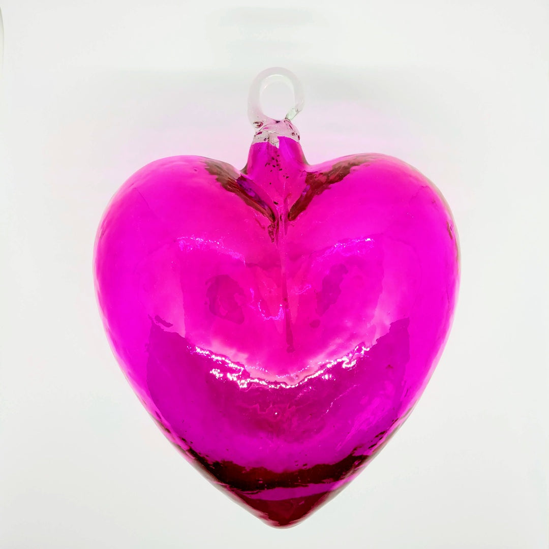 Corazon de Vidrio Soplado Fucsia