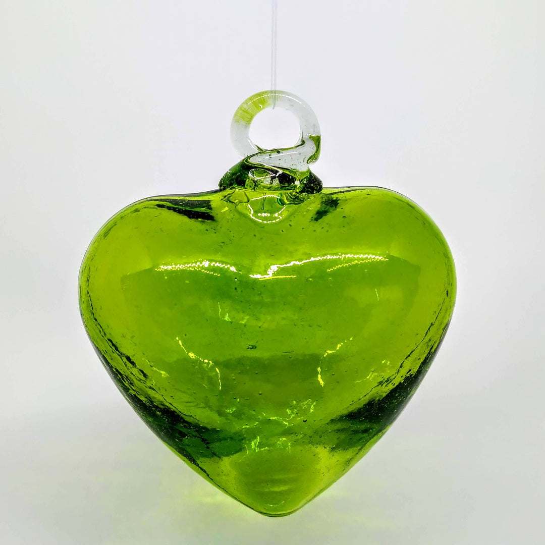 Corazon de Vidrio Soplado Verde