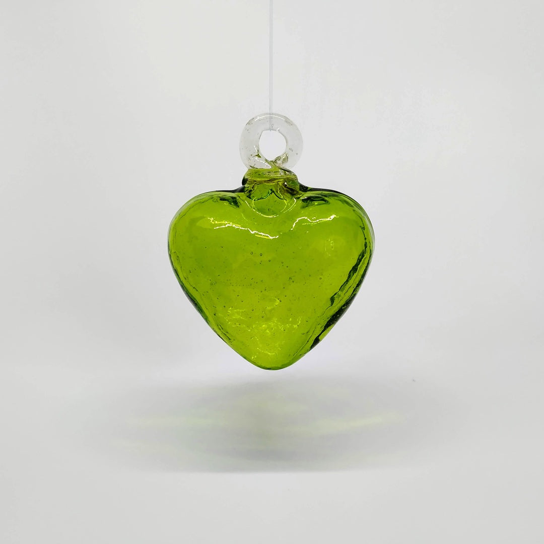 Corazon de Vidrio Soplado Verde